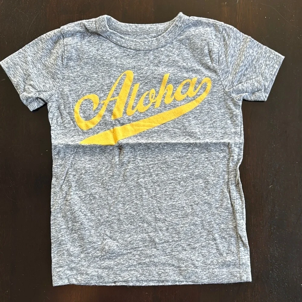 Crewcuts Gray and Yellow Aloha Short Sleeve Tee